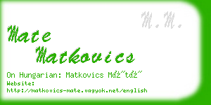 mate matkovics business card